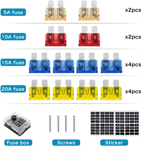 Miniatura 3 de Bloque de fusibles de 12 voltios, caja de fusibles impermeable de 6 vías con 6 barras colectoras negativas de tierra para automoción
