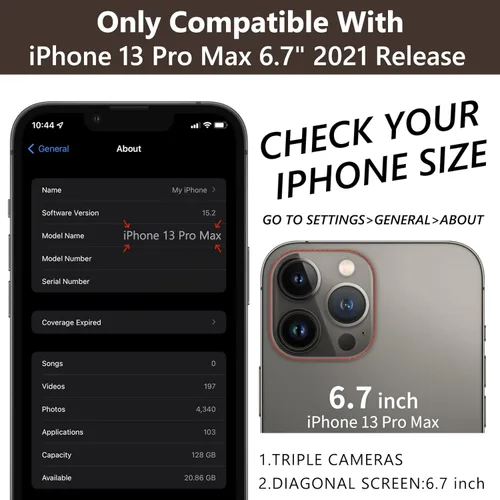 Miniatura 9 de Funda para iPhone 13 Pro Max de 6.7 pulgadas, bolso cruzado con cremallera con bloqueo RFID, soporte de 10 ranuras para tarjetas, cordón desmontable
