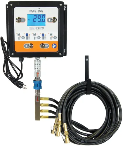 Martins 4 Outlets Inflador/deflactor automático de neumáticos, 145 psi, 4 mangueras de aire de 8', infla o desinfla hasta 4 neumáticos simultánea y
