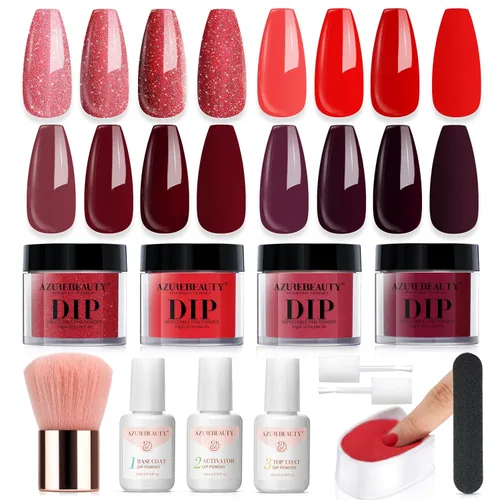 Miniatura 10 de Azurebeauty - Kit de iniciación de uñas de polvo de inmersión, primavera y verano, tonos pastel verde brillante, rosa intenso, púrpura, 4