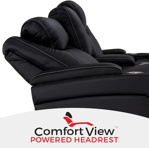 Miniatura 4 de Seatcraft Vienna - Asientos reclinables de cine en casa, cuero de grano superior, reposacabezas eléctrico, soporte lumbar, carga USB, portavasos