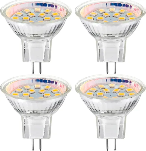 Paquete de 4 bombillas LED MR11 de 2 W AC/DC 12 V 24 V GU4 base bi-pin 20 W reemplazo halógeno para paisaje al aire libre luz de inundación con