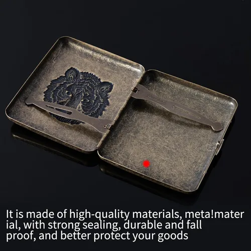 Miniatura 3 de Caja de metal vintage, cobre chapado en metal, capacidad 18-20, tigre de alivio de superficie, embalaje de caja de regalo