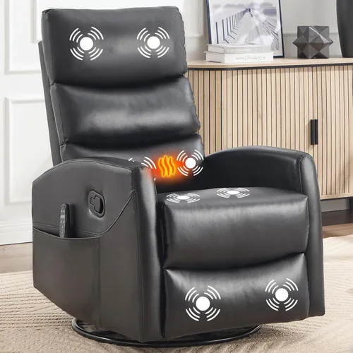 Miniatura 20 de Silla reclinable con masaje y calor, silla reclinable giratoria con respaldo alto, sillones reclinables manuales Lazy Boy para adultos, silla