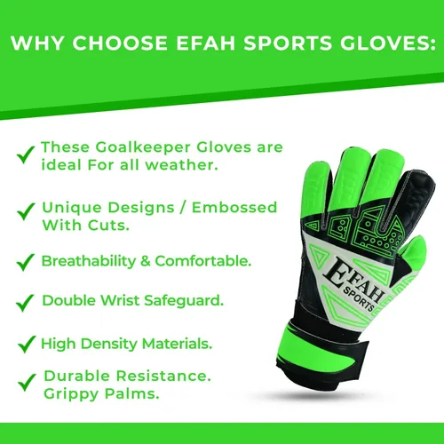 Miniatura 4 de Guantes de portero de fútbol para niños, jóvenes, guantes de portero de fútbol con protección para dedos y agarres dobles en la muñeca Verde