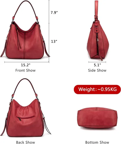 Miniatura 3 de Bolsas de diseñador de estilo hobo, grandes, de cuero sintético, para mujer