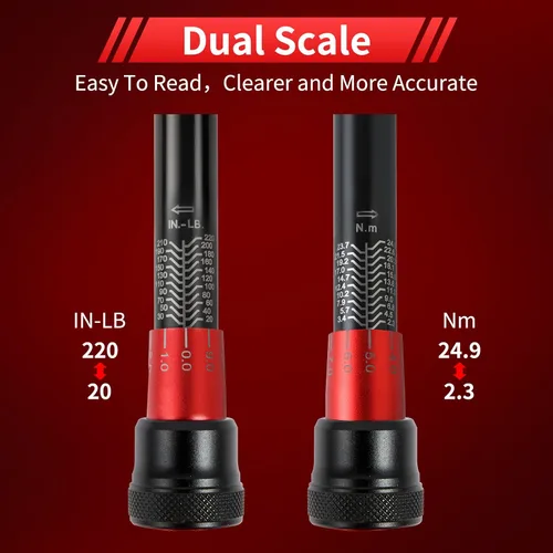 Miniatura 5 de Hairich Llave dinamométrica para bicicleta, transmisión de 1/4 pulgada 2.3-24.9 N.M/20-220IN.LB, juego de llave dinamométrica para bicicleta, 30