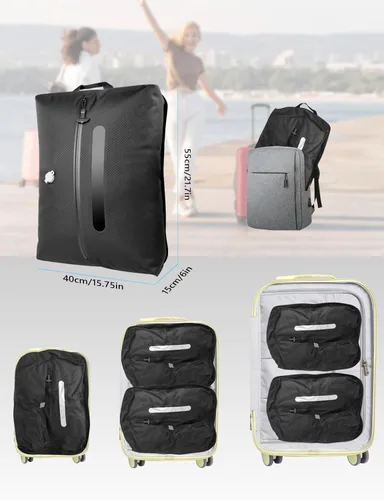 Miniatura 3 de AIDONS Bolsas de viaje al vacío con bomba – Bolsas de compresión al vacío reutilizables, nailon reforzado 420D, resistentes a desgarros