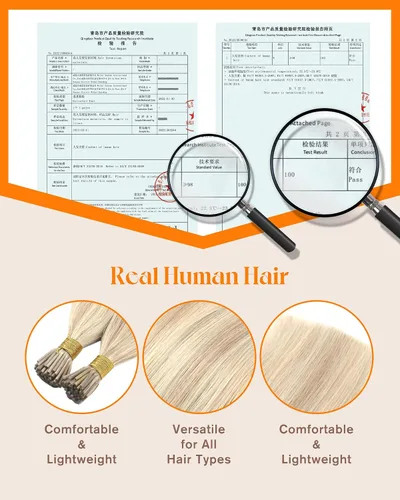 Miniatura 3 de Sunny Hair I Tips - Extensiones de cabello humano real, rubio ceniza con rubio platino, extensiones de cabello humano con punta en I de 20 pulgadas