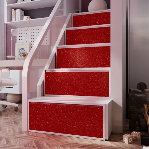 Miniatura 7 de VEELIKE Papel tapiz con purpurina roja de 15.7''x118'' autoadhesivo con brillo que se despega y pega, papel tapiz removible con purpurina brillante