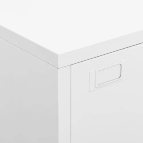 Miniatura 8 de Cabient de almacenamiento de metal de estilo industrial con 2 estantes, archivador de acero blanco con 6 puertas para oficina en casa, garaje