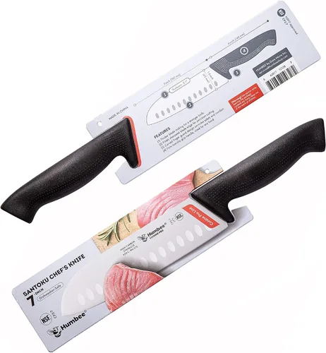 Miniatura 2 de Chef Santoku Cuchillo de cocina ultra afilado de 7 pulgadas, cuchillo de chef japonés profesional certificado NSF CP2-7 negro