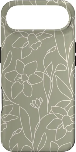 Miniatura 27 de Poppy Flower Line Art Modern Leaves Boho Artichoke Green Case for iPhone 17