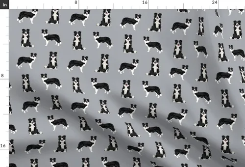 Miniatura 3 de Tela con diseño de flores de la marca The Yard – Bordado Collie perro raza mascotas amantes de perros grises Collies impreso en tela de gasa