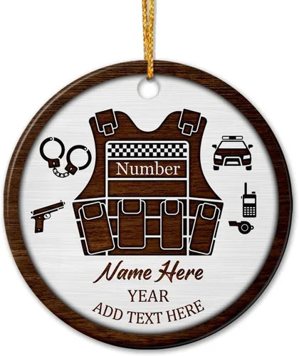 Miniatura 23 de Adorno de cerámica personalizado de asistente principal, adornos de Navidad del mejor asistente del mundo, texto personalizado, año y nombre de Papá