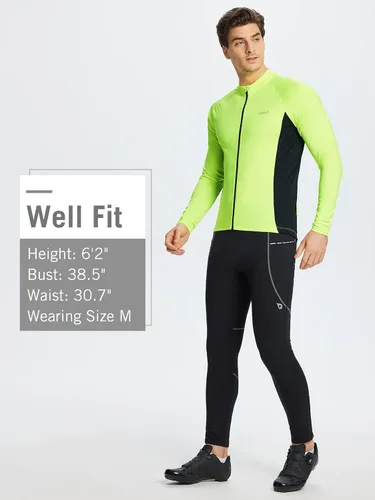 Miniatura 6 de BALEAF Camiseta de ciclismo de manga larga para hombre, para ciclismo de carretera, para bicicleta de montaña, bolsillos con cremallera completa