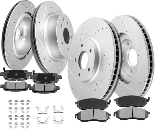 Miniatura 24 de Kit de frenos y rotores, SCITOO 4 rotores de freno y 8 pastillas de freno de cerámica para Jeep Grand para Cherokee 1999-2004