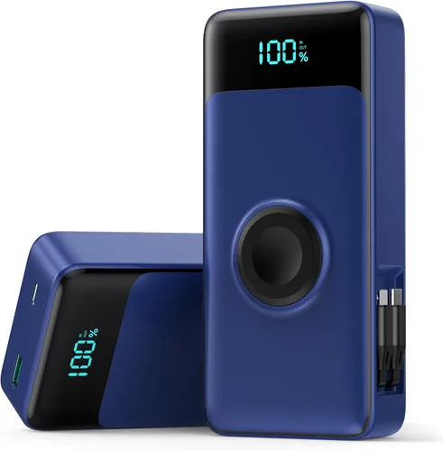 Miniatura 10 de Cargador portátil magnético 6 en 1 para iPhone con cables integrados, 10800 mAh 25 W PD cargador de energía de carga rápida, 6 salidas de pantalla