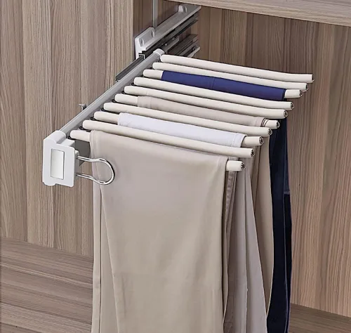 Miniatura 9 de Perchero extraíble para pantalones de acero con 9 brazos, organizador de ropa, de acero inoxidable, extensible para armario, ahorro de espacio