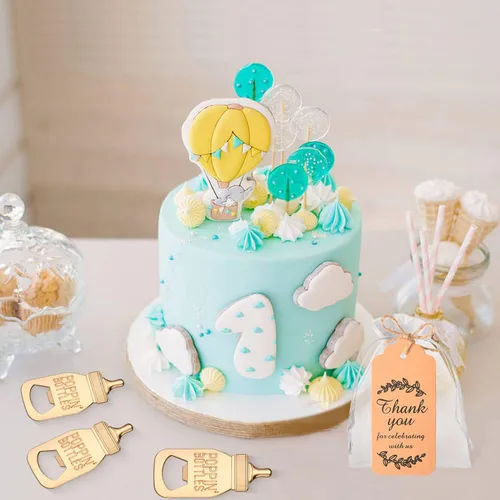 Miniatura 6 de 50 Piezas de Abridores de Biberón para Bebés, Diseño de Botella Poppin para Recuerdos de Baby Shower con Tarjeta de Regalo de Gracias en Paquete, al