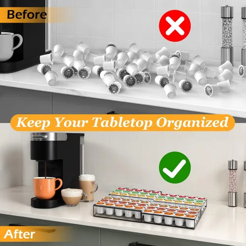 Miniatura 4 de Cajón para cápsulas de café, soporte expandible para tazas K compatible con Keurig K-Cup, organizador de cajones de taza K con capacidad para 30-60