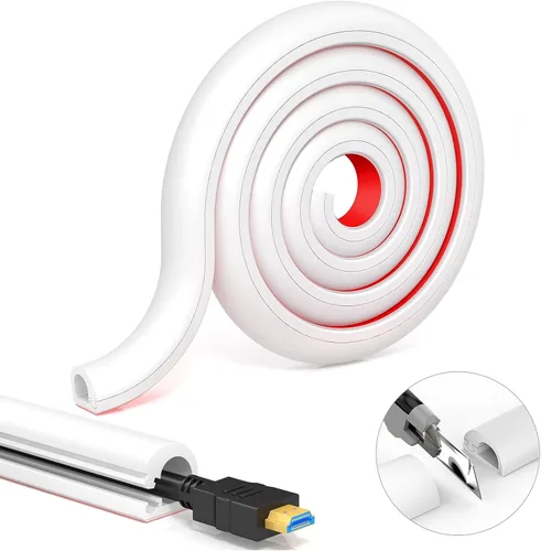 Miniatura 8 de Cubierta de cable de pared autoadhesiva de 39 pulgadas para paredes, cubierta de cable flexible para una fácil gestión de cables, 0.59 pulgadas