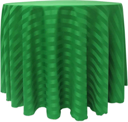 Miniatura 12 de ULTIMATE TEXTILE Mantel redondo de rayas satinadas de 84 pulgadas color marfil crema