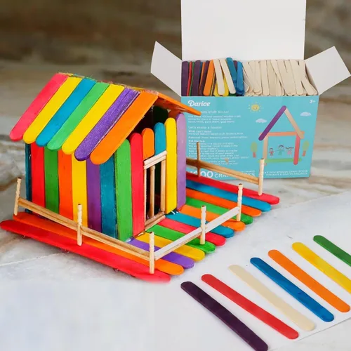 Miniatura 6 de Darice Palitos de paletas para manualidades, 4.5 pulgadas, 1000 piezas, 500 palitos de madera de colores arcoíris para manualidades, 500 palos