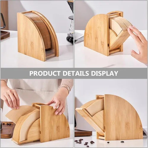 Miniatura 4 de Kichvoe Soporte de filtro de café con forma de ventilador, estante de almacenamiento de papel de café, contenedor de papel de filtro de café