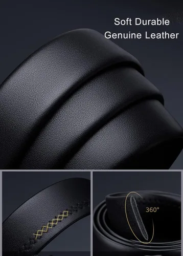 Miniatura 4 de VANNANBA Cinturones de trinquete de cuero para hombre, cinturón de cintura con hebilla automtica, cinturón para hombre con caja de regalo
