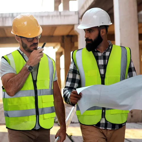 Miniatura 5 de JenPen 10 chalecos de seguridad reflectantes con bolsillos y cremallera, chaleco de construcción de malla de alta visibilidad para hombres y mujeres