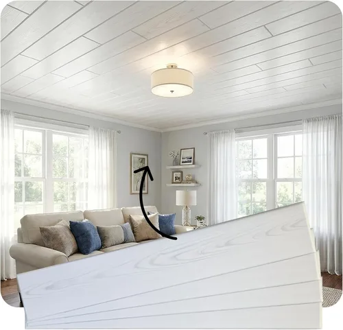 Miniatura 18 de LA Maison Ceilings WP106wg-12 - Tablones de techo de espuma para techo, 39 x 6 pulgadas, gris cálido, paquete de 12 (19.5 pies cuadrados/caja)