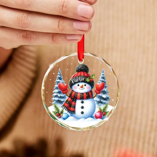 Miniatura 5 de Adorno de cristal de Navidad personalizado con nombre, muñeco de nieve personalizado para árbol de Navidad 2025, nuevo adorno de Navidad para bebé
