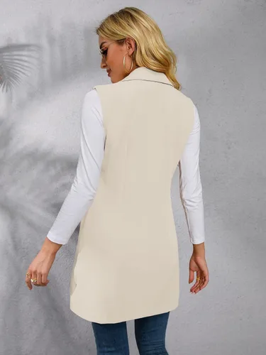 Miniatura 2 de Verdusa Chaqueta tipo blazer sin mangas con cuello de solapa y frente abierto para mujer