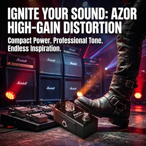 Miniatura 8 de AZOR AP-302 - Pedal de efecto de guitarra de distorsión, 3 modos, natural, apretado, clásico para guitarra eléctrica, True Bypass 3 perillas