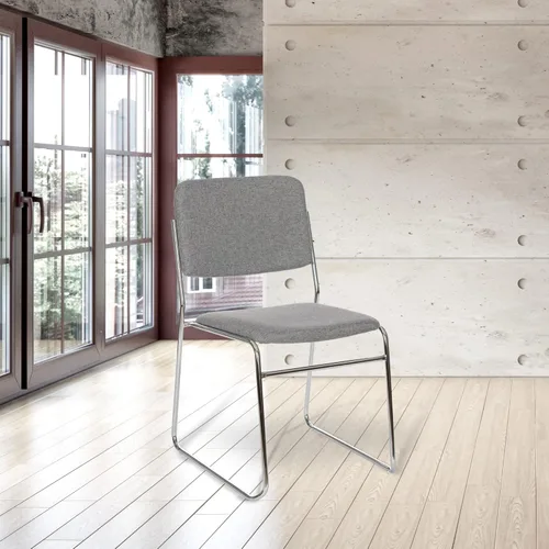 Miniatura 2 de OEF Furnishings OEF8652/2 Silla apilable acolchada de tela de grado comercial (gris clásico, paquete de 2)