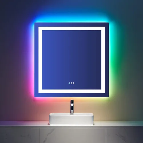 Miniatura 44 de LOAAO Espejo de Baño LED de 40"X32" con Luces, Antivaho, Regulable, Retroiluminación RGB + Iluminación Frontal, Espejo de Tocador de Baño