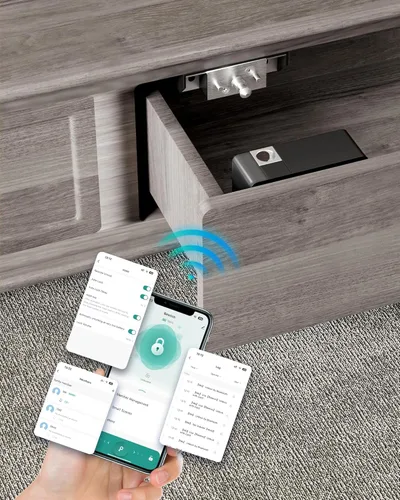 Cerraduras de gabinete inteligentes Bluetooth ocultas, cerraduras de cajón sin llave RFID de seguridad para niños y adultos a prueba de niños,