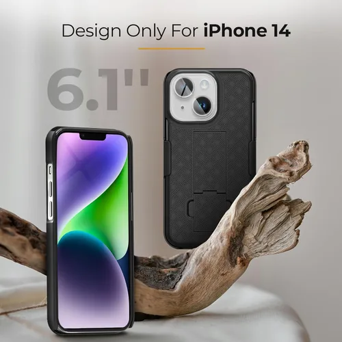 Miniatura 8 de MOTIVE Funda para iPhone 14, funda con clip para cinturón para Apple iPhone 14, funda protectora delgada y resistente a prueba de golpes con soporte