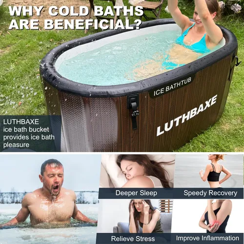 Miniatura 3 de Cold Plunge Bañera inflable independiente mejorada de 218 galones con diseño duradero de 5 capas Baño portátil de agua fría para la recuperación