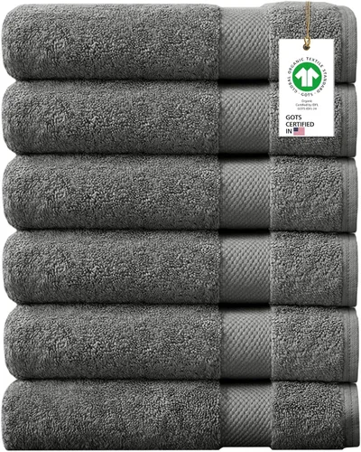 Miniatura 21 de Toallas 100% algodón orgánico de 22.93 oz/m² de felpa al tacto de secado rápido, paquete de 12 toallas de lavado de algodón orgánico, certificado
