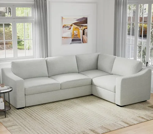 Miniatura 25 de ELUCHANG Sofá moderno de 85 pulgadas para sala de estar, sofá de lino natural de 3 plazas con asientos extra profundos, cojín tapizado y funda