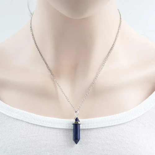 Miniatura 6 de 1 collar con colgante de bala de piedra preciosa natural, piedra de cristal curativo, cuarzo, reiki, chakra, energía de roca de 18 pulgadas, joyería