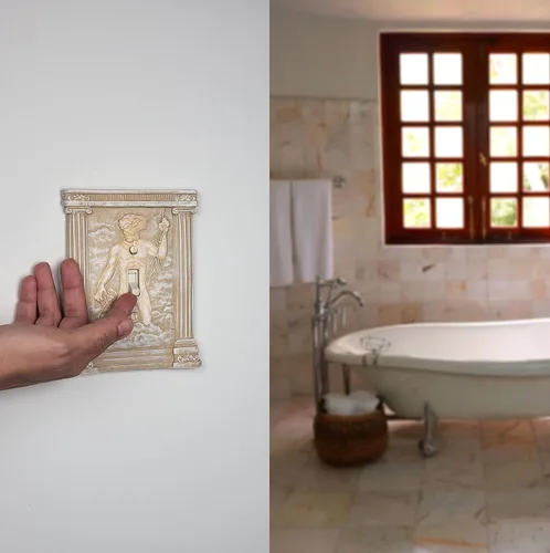 Miniatura 5 de Paquete Combo de BELLA HAUS DESIGN - Cubiertas para interruptores de luz esculpidas en 3D de Zeus y Poseidón - Placas de interruptor de palanca