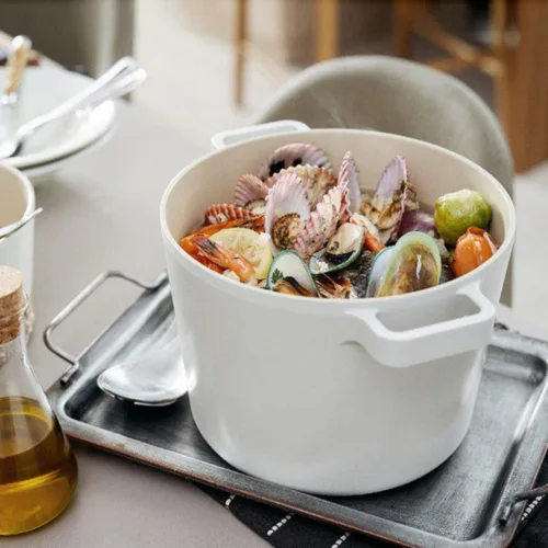Miniatura 5 de Fika NEOFLAM FIKA - Olla profunda para estufas e inducción, tapa de vidrio con perilla de madera, fabricada en Corea