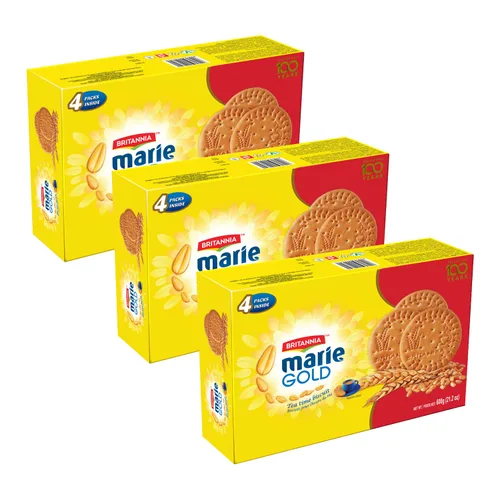 Britannia Marie Gold Cookies de 21.16 onzas (21.16 oz) – Galletas Pour l'heure du thé – Snack crujiente a la hora del té – Deliciosas galletas de