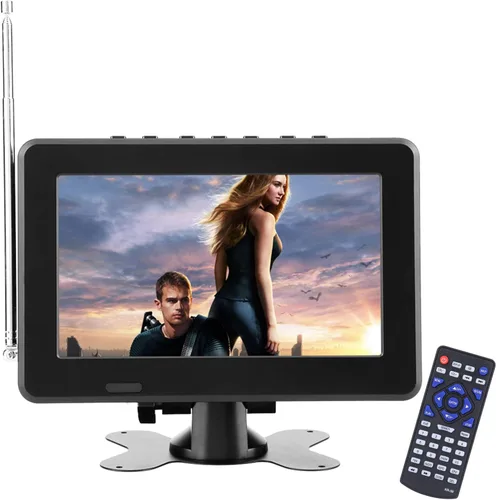 Yoidesu Monitor LCD de TV portátil, 7 pulgadas 1080P recargable para automóvil TV digital con sintonizador ATSC, entrada AV, radio FM, SD, MMC, USB,