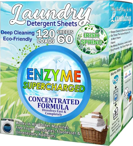 Miniatura 10 de Hojas de detergente ecológico para ropa (120 hojas grandes), a base de plantas, biodegradables para lavar a máquina, sin líquidos, sin plástico