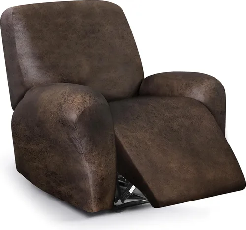 Miniatura 21 de ANARACHON Fundas para sillas reclinables con aspecto de cuero, funda elástica de 4 piezas, funda suave para silla reclinable, protector de muebles