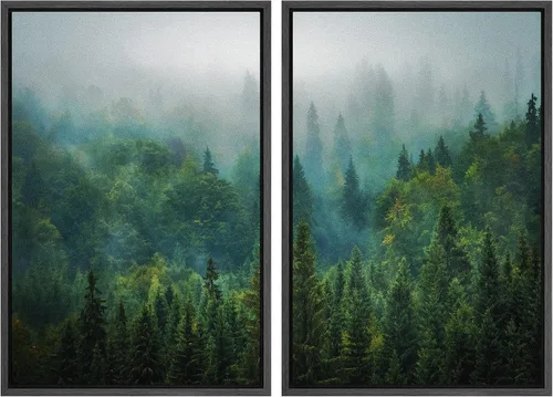 wall26 Lienzo enmarcado para pared, vista aérea del bosque verde, naturaleza, desierto, fotografía, realismo, paisaje rústico, colorido oscuro para